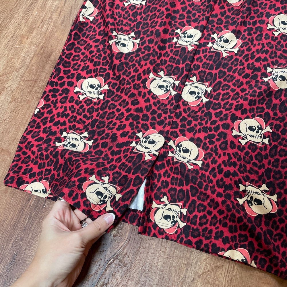 Torrid Skull Peplum Dress Leopard‎ Print Size 12 Goth Halloween Stretch Bodycon - Picture 8 of 11